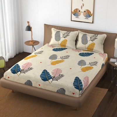JBTC 220 TC Cotton Double Floral Fitted (Elastic) Bedsheet(Pack of 1, Multicolor)