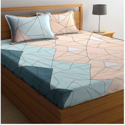 n g products 220 TC Cotton Queen Geometric Fitted (Elastic) Bedsheet(Pack of 1, Multicolor)