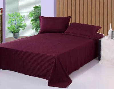 NeLeo 225 TC Polycotton Queen Solid Fitted (Elastic) Bedsheet(Pack of 1, wine)
