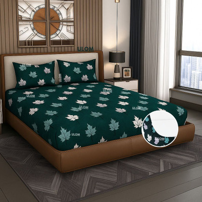 NIDIF Woolen King Fitted (Elastic) 350 TC Floral Bedsheet(Pack of 1, sp-51)