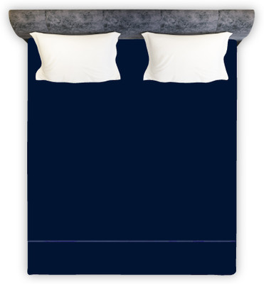 ABCD 220 TC Polyester Double Solid Flat Bedsheet(Pack of 1, Blue)