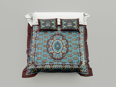 SGMP Cotton Double Flat 120 TC Printed Bedsheet(Pack of 1, MAROON AND BLUE)