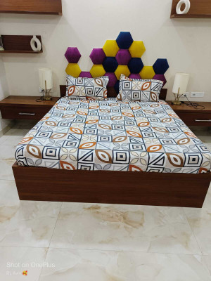 Caffeine Polycotton Queen Flat 275 TC Geometric Bedsheet(Pack of 1, White)