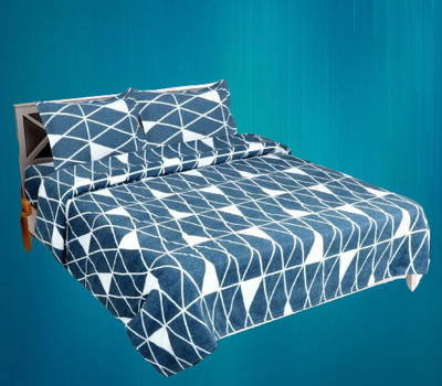 Hazal 210 TC Microfiber Double Geometric Flat Bedsheet(Pack of 1, Multicolor)
