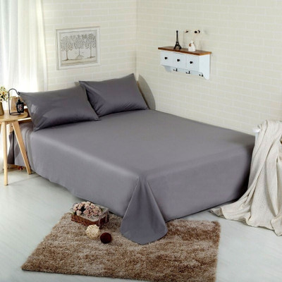Optra 300 TC Microfiber Single Solid Flat Bedsheet(Pack of 1, Dark Grey)