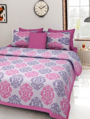 Dmlpbp 244 TC Cotton Double Floral Flat Bedsheet(Pack of 1, Pink)