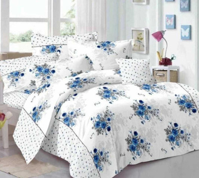 Bhardwaj Shivay Cotton Double Flat 250 TC Printed Bedsheet(Pack of 1, Blue)
