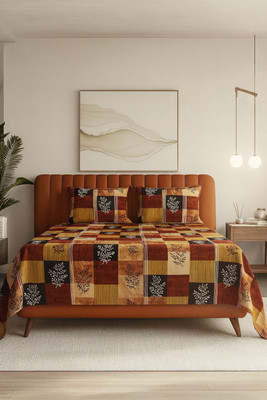 SCHp Cotton Super King Flat 320 TC Printed Bedsheet(Pack of 1, B_43)