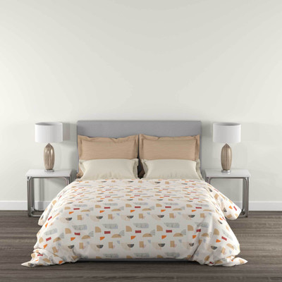 MYTRIDENT Cotton Queen Flat 144 TC Abstract Bedsheet(Pack of 1, Retro Rine Sand)