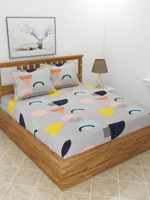 MORADO 210 TC Polycotton Double Geometric Flat Bedsheet(Pack of 1, Multicolor)