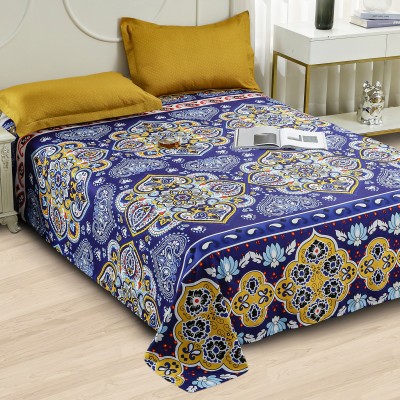 Story@home 240 TC Satin Double Printed Flat Bedsheet(Pack of 1, Purple)