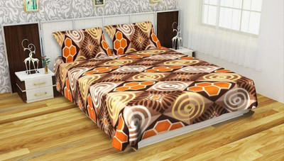Sombrio 210 TC Woolen Queen Abstract Flat Bedsheet(Pack of 1, Orange)