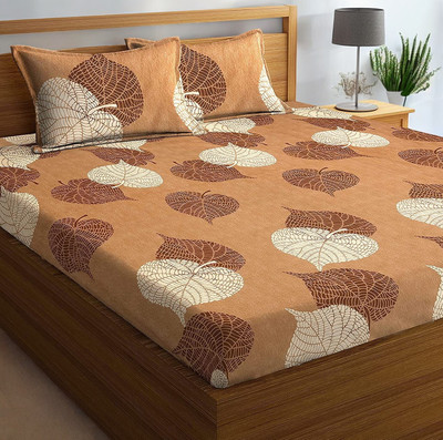 HOMYBEES 220 TC Cotton Double Abstract Fitted (Elastic) Bedsheet(Pack of 1, Multicolor4)