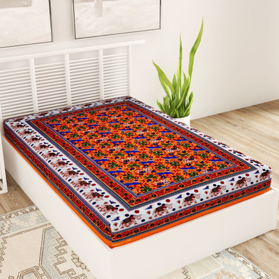 UNIQCHOICE 220 TC Cotton Single Printed Flat Bedsheet(Pack of 1, Multicolor)