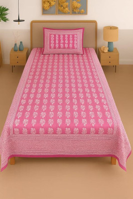 LIFE CRAFT HOME FURNISHINGS Cotton Single Flat 180 TC Jaipuri Prints Bedsheet(Pack of 1, Pink)