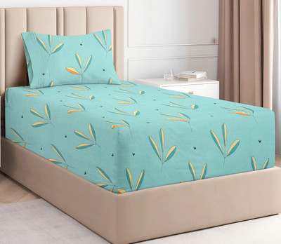 VAS COLLECTIONS Cotton Single Flat 160 TC Printed 1 Bedsheet(Mint Green)