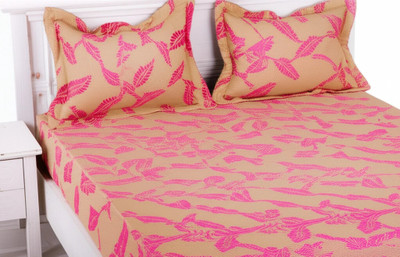 Rajali 200 TC Cotton Single Geometric Flat Bedsheet(Pack of 1, Yellow)