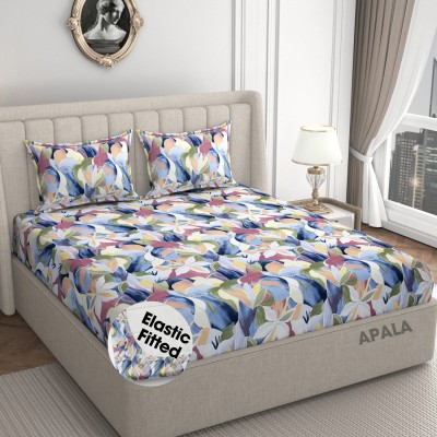 Apala 280 TC Microfiber King Printed Fitted (Elastic) Bedsheet(Pack of 1, Multicolor)