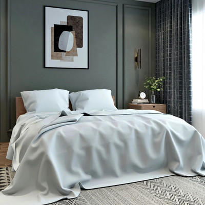 BELVOSTUM Microfiber Double Flat 280 TC Solid Bedsheet(Pack of 1, Grey)
