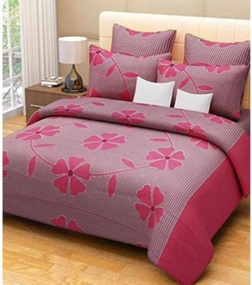 Aciloc Microfiber Double Flat 160 TC 3D Printed Bedsheet(Pack of 1, Brown)