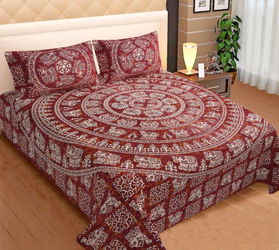 KANDY SHOP Cotton Double Flat 250 TC Floral Bedsheet(Pack of 1, Multicolor)