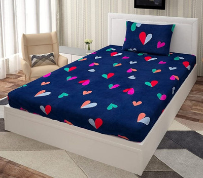 RRC 144 TC Microfiber Single Printed Flat Bedsheet(Pack of 1, Blue)
