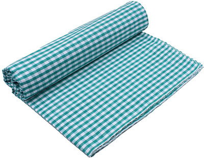Tharunsha Elite 500 TC Cotton Queen Checkered Flat Bedsheet(Pack of 1, Green)