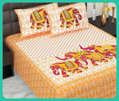 JAIPUR PRINTS Cotton Double Flat 210 TC Jaipuri Prints Bedsheet(Pack of 1, Brown)