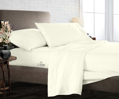SGI Bedding 600 TC Cotton King Solid Flat Bedsheet(Pack of 1, Ivory)