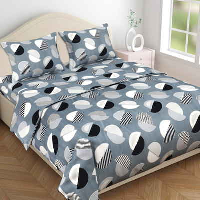 Flipkart Perfect Homes Cotton Super King Flat 220 TC Floral Bedsheet(Pack of 1, Black)