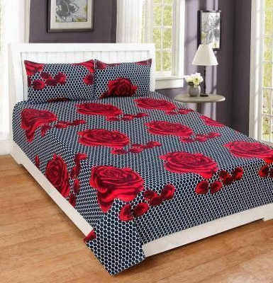 Aciloc Microfiber Double Flat 120 TC Floral Bedsheet(Pack of 1, Multicolor)