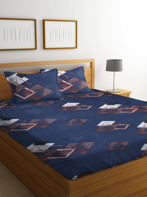 Flipkart SmartBuy Microfiber Double Flat 144 TC Printed Bedsheet(Pack of 1, Blue, White)