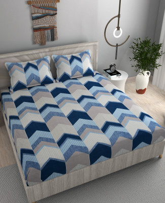 STAR TEX 180 TC Microfiber Double Abstract Flat Bedsheet(Pack of 1, Beige)