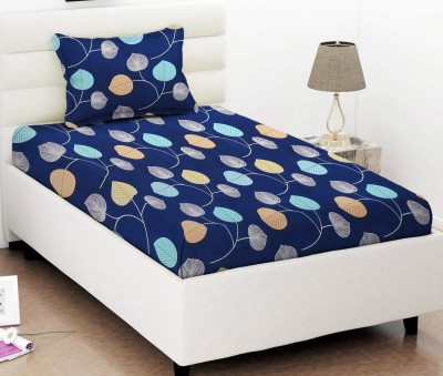 VAS COLLECTIONS 160 TC Cotton Single Printed Flat Bedsheet(Pack of 1, Blue)