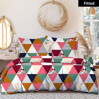 LA COMFY 180 TC Cotton Double Printed Fitted (Elastic) Bedsheet(Pack of 1, Multicolor5)