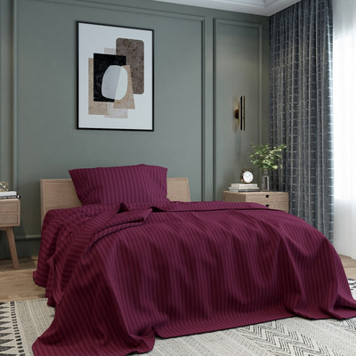 BELVOSTUM 280 TC Microfiber Single Solid Flat Bedsheet(Pack of 1, Dark wine)