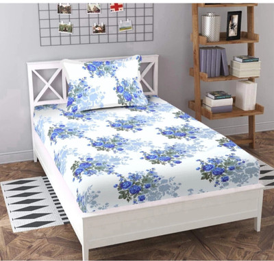 Home Garage 180 TC Microfiber Single 3D Printed Flat Bedsheet(Pack of 1, White)