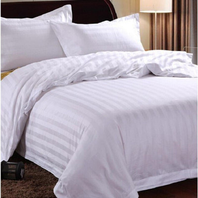 Dokarn Cotton Queen Flat 180 TC Striped Bedsheet(Pack of 1, White)