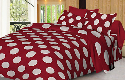 Flipkart SmartBuy Polycotton Double Flat 144 TC Printed Bedsheet(Pack of 1, Maroon, white)