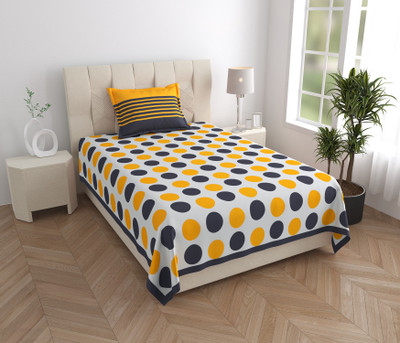 HOMEQUIPO 144 TC Cotton Single Printed Flat Bedsheet(Pack of 1, Grey)
