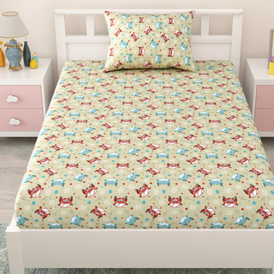 Mafatlal Cotton Single Flat 144 TC Printed Bedsheet(Pack of 1, Brown)