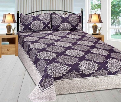 Freshfromloom 400 TC Cotton Double Abstract Flat Bedsheet(Pack of 1, Purple)