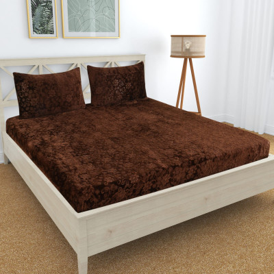 SHOPHOX Woolen King Fitted (Elastic) 300 TC Printed Bedsheet(Pack of 1, Multicolor)