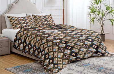 WARMZY Velvet Double Flat 400 TC Floral Bedsheet(Pack of 1, Desert Sand)