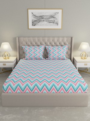 Raymond Home 104 TC Cotton Double Geometric Flat Bedsheet(Pack of 1, Pink)