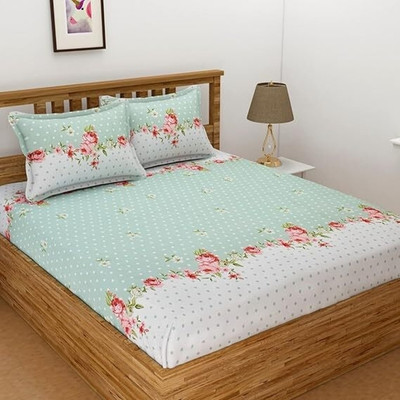jyotaksh Cotton King Fitted (Elastic) 210 TC Printed Bedsheet(Pack of 1, Multi-6)