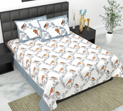 DGSM CRAFT 144 TC Cotton Double Printed Flat Bedsheet(Pack of 1, Multicolor)