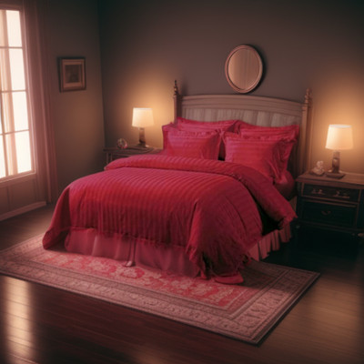 Decoscapes Satin Double Flat 300 TC Striped Bedsheet(Pack of 1, Cherry Maroon)