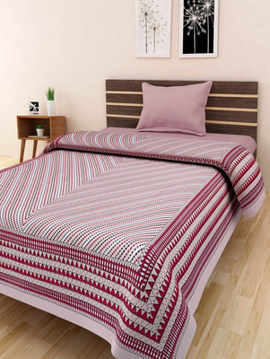 Unique Choice 220 TC Cotton Single Self Design Flat Bedsheet(Pack of 1, Brown)