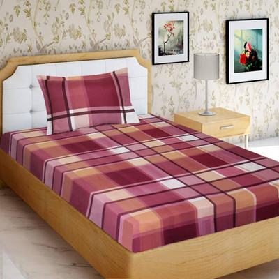 Flipkart SmartBuy 160 TC Microfiber Single Geometric Flat Bedsheet(Pack of 1, Red)